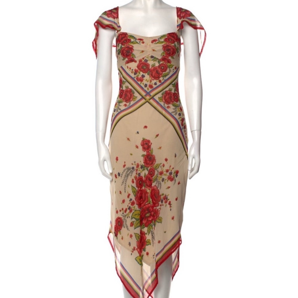 ISO: Sue Wong Cream Asymmetrical Silk Dress